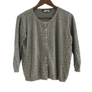 Vintage Grey Sequined Cardigan by QUEST-CE QUE C’EST? Size XL